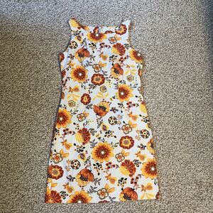 Hanna Andersson Womens Sheath Dress Size 6 Retro Floral Red Orange Sleeveless